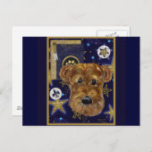 NEUJAHR AIREDALE FEIERTAGSPOSTKARTE (Vorne/Hinten)