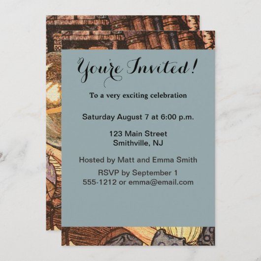 Neujahr Antike Vaterzeit Einladung (Vorne/Hinten)