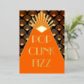 Neujahr Art Deco Pop Clink Fizz Glamour Folieneinladung (Stehend vorne)