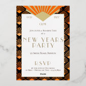 Neujahr Art Deco Pop Clink Fizz Glamour Folieneinladung (Rückseite)