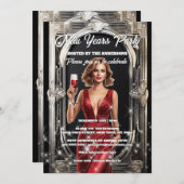 Neujahr Bachelorette glitz glam Single Party Einladung (Vorne/Hinten)