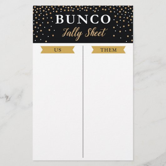 Neujahr Bunco Party Game Tsheet (Rückseite)