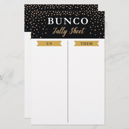 Neujahr Bunco Party Game Tsheet (Vorne/Hinten)