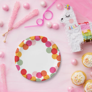 Neujahr bunter Spaß Confetti Dots Holiday Party Pappteller