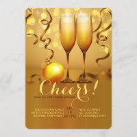 Neujahr Champagner Toast Einladung