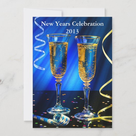 Neujahr Champagner Toast Einladung (Vorderseite)