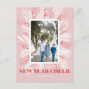 Neujahr Chef Pink HolidayPostcard Postkarte