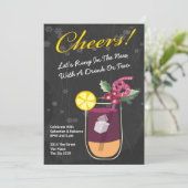 Neujahr Cocktail Drinks Party Personalisiert Einladung (Stehend Vorderseite)