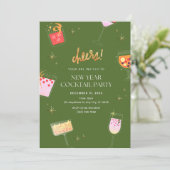 Neujahr Cocktail Party Einladung (Stehend Vorderseite)