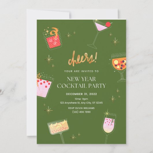 Neujahr Cocktail Party Einladung (Rückseite)