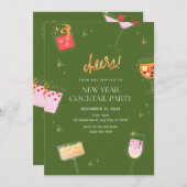 Neujahr Cocktail Party Einladung (Vorne/Hinten)