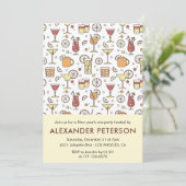 Neujahr: Cocktail Pattern Einladung (Stehend Vorderseite)