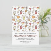 Neujahr: Cocktail Pattern Einladung (Stehend Vorderseite)