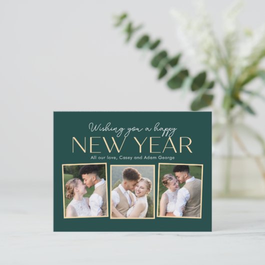 Neujahr Collage Editable Color Holiday Postkarte (Stehend Vorderseite)