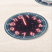 Neujahr Confetti über Neonuhr Mitternacht Runder Pappuntersetzer (Angewinkelt)