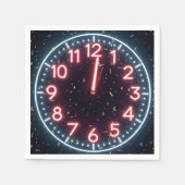 Neujahr Confetti über Neonuhr Mitternacht Serviette (Vorderseite)