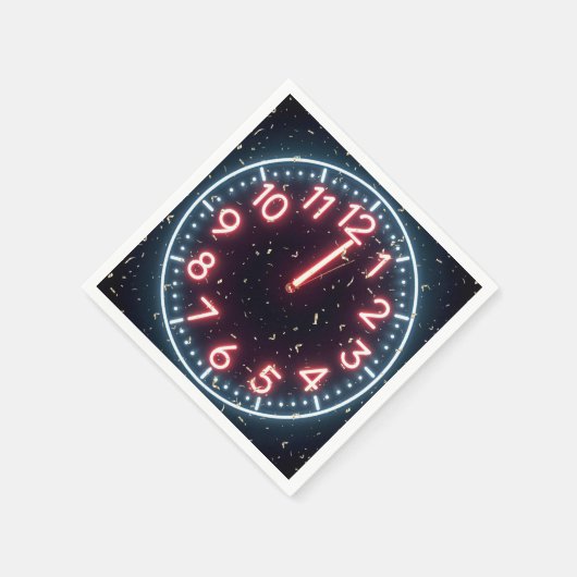 Neujahr Confetti über Neonuhr Mitternacht Serviette (Ecke)