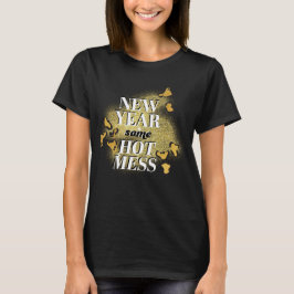 Neujahr - dasselbe heiß-scheußliche Gold-Glitzer-L T-Shirt