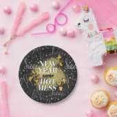 Neujahr dasselbe heiße Mess Black + Gold Glitzer C Pappteller (Party)