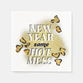 Neujahr dasselbe heiße Mess Funny Gold Glitzer Leo Serviette (Vorderseite)