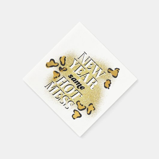 Neujahr dasselbe heiße Mess Funny Gold Glitzer Leo Serviette (Ecke)