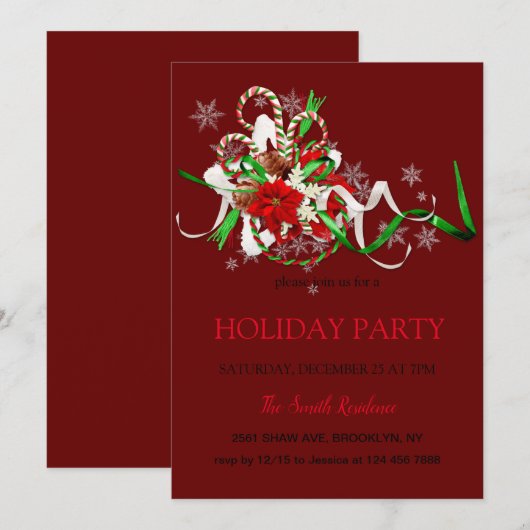 Neujahr Dekoration loli Pop, Weihnachtsstar Invit Einladung (Vorne/Hinten)