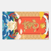 Neujahr des Drachen 2024 Fu-Ideogramm Rechteckiger Aufkleber (Vorderseite)