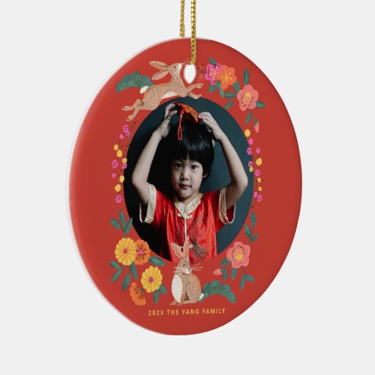 Neujahr des Kaninchen-Fotos Keramik Ornament (Rechts)