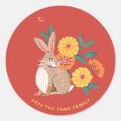 Neujahr des Kaninchenurlaubs Runder Aufkleber (Vorderseite)