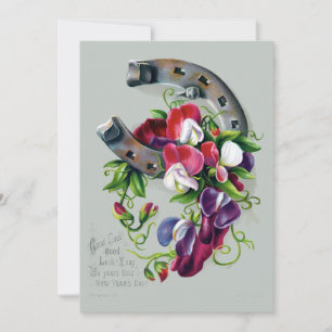 Neujahr des Vintagen Viktorianischen Zeitalters Feiertagskarte