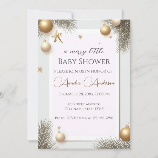 Neujahr Design Gold Elegant Baby Shower Einladung (Vorderseite)