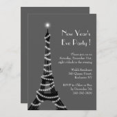 Neujahr: Eiffelturm Einladung grau (Vorne/Hinten)
