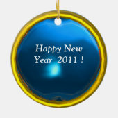 NEUJAHR EINES ZYBORG-Blue-Saphires Keramikornament (Hinten)