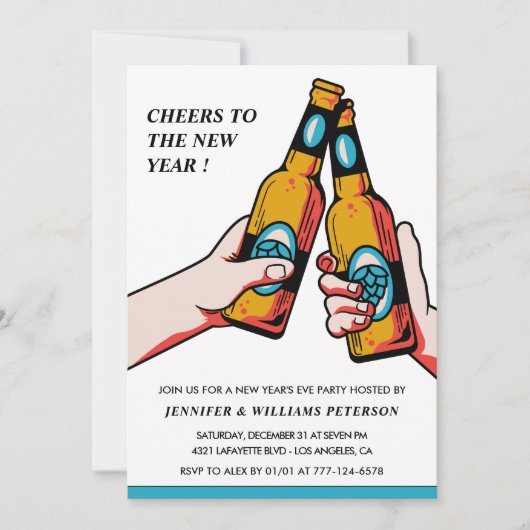 Neujahr Einladung Beer Merry (Vorderseite)