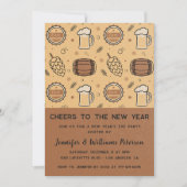 Neujahr Einladung Bier Drinks Rustikal (Vorderseite)