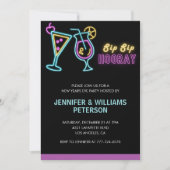 Neujahr Einladung Cocktail Neon Glow (Vorderseite)