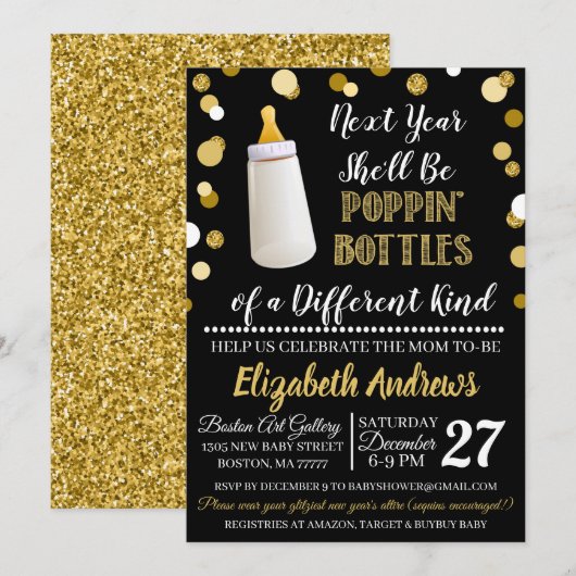 Neujahr Einladung für Babydusche (Vorne/Hinten)