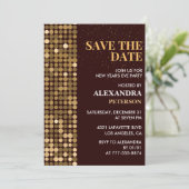 Neujahr - Einladung Save the Date Gold (Stehend Vorderseite)