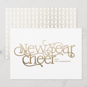 Neujahr elegante Art Deco Typografie Gold Chic Feiertagskarte