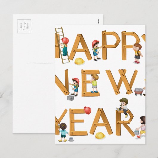 Neujahr Feiertagspostkarte (Vorne/Hinten)