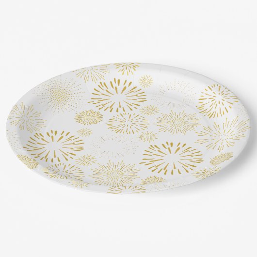 Neujahr Feuerwerk Design Feuerwerkskunst Neujahr K Pappteller (Schrägansicht)