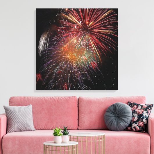 Neujahr Feuerwerkskunst Glitzern Canvas Print Leinwanddruck (Insitu (Wohnzimmer))