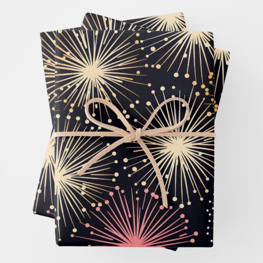 Neujahr "Fireworks" Packpapier Geschenkpapier Set (Beispiel)