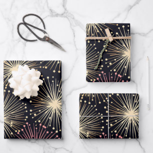 Neujahr "Fireworks" Packpapier Geschenkpapier Set