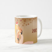 Neujahr, Flamingo-Vogelwelt-Tasse Kaffeetasse (VorderseiteRechts)