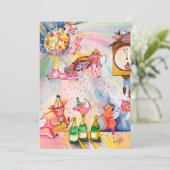 Neujahr Fliegen Schweine Einladung (Stehend Vorderseite)