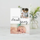 Neujahr Foto Baby Ankündigung Geburtsstat (Stehend Vorderseite)