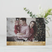 Neujahr Foto Elegant Moderne 2024 Feiertagskarte (Stehend Vorderseite)