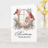 Neujahr Frieden und Segnung Kardinal Vögel Karte (Gelbe Blume)