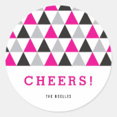 Neujahr Fuchsia Pink Mod Geometric Holiday Runder Aufkleber (Vorderseite)